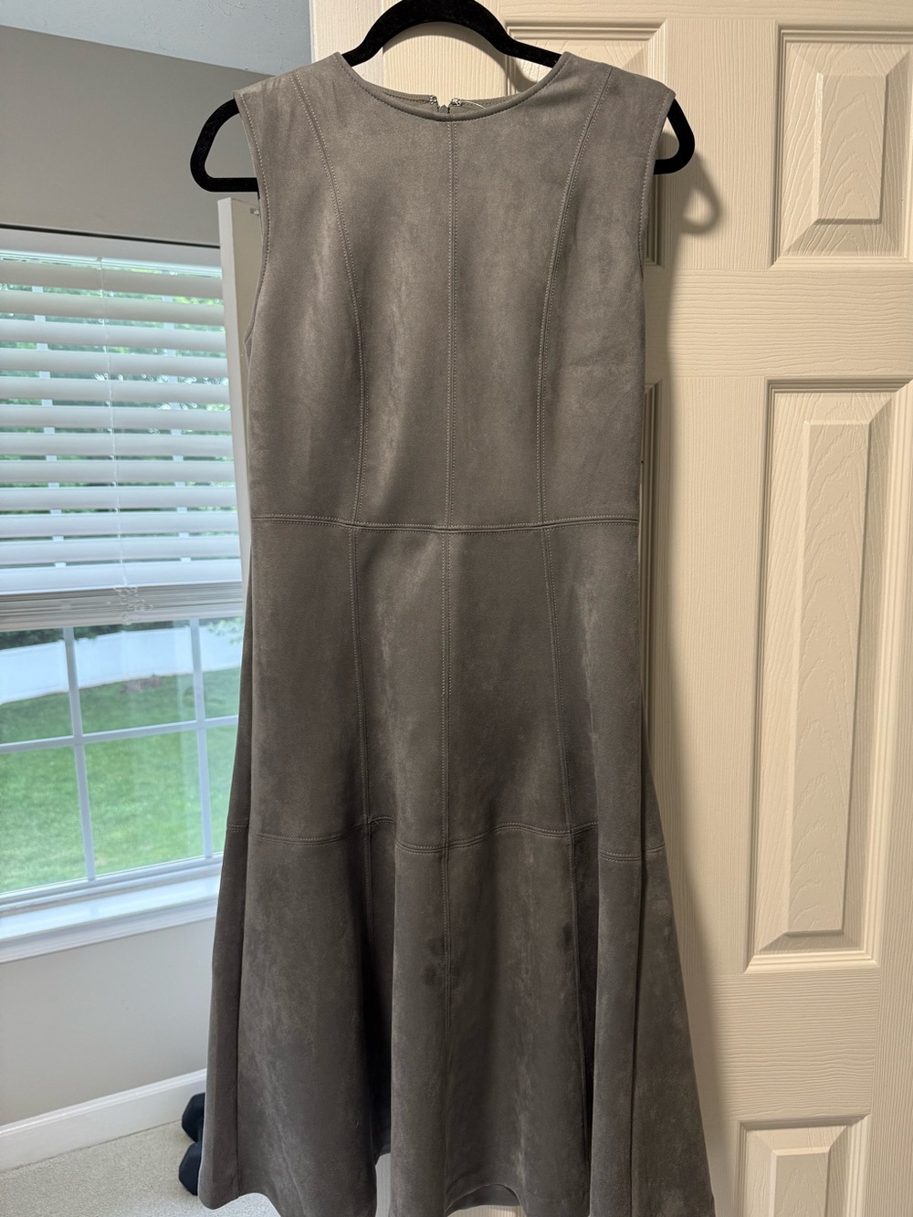 Ann Taylor Gray Sleeveless Suede Midi Dress